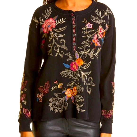 Johnny Was embroidered “Taline Thermal Henley”. New with tags. - Picture 5 of 6